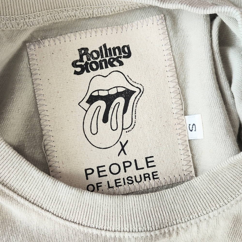 New People Of Leisure Band Tee Rolling Stones Graphic Top Women's Small LA - Picture 7 of 10